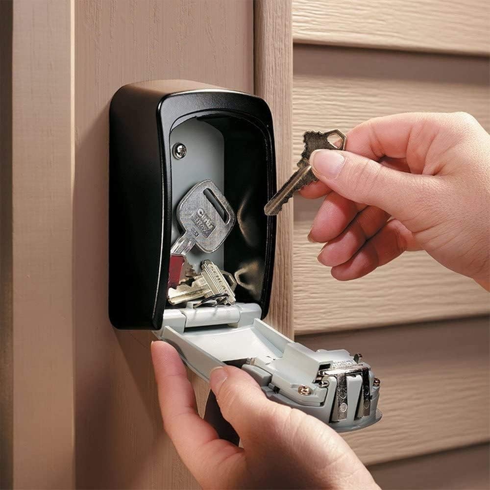 4-Digit Combination Lock Box - Wall Mounted Waterproof Key Safe for House Keys