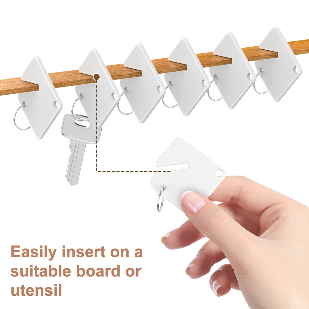 60 Pcs Key Tags Blank Plastic Upgrade Round Split Ring, Durable Key Identify