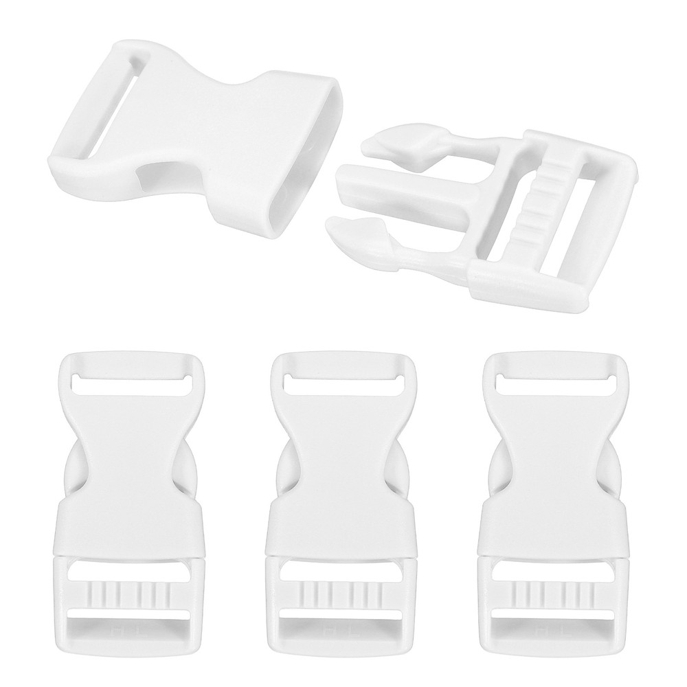 4 Pack Quick Side Release Buckle, 1" Plastic Buckle Clip, White