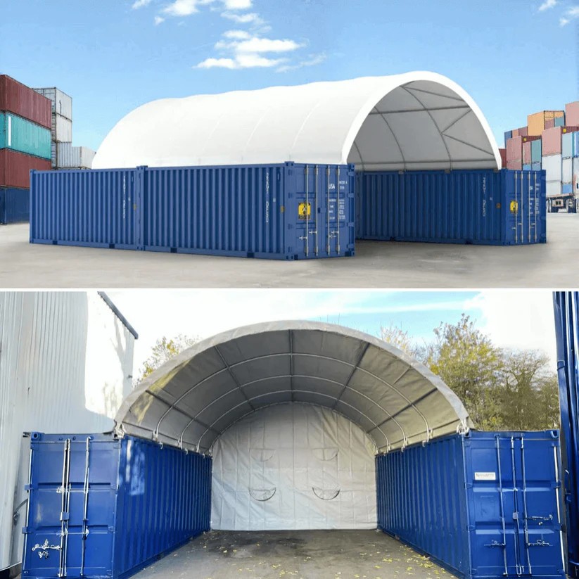 20x40 Container Shelter Canopy & Back Panel* 18oz PVC - Industrial Storage