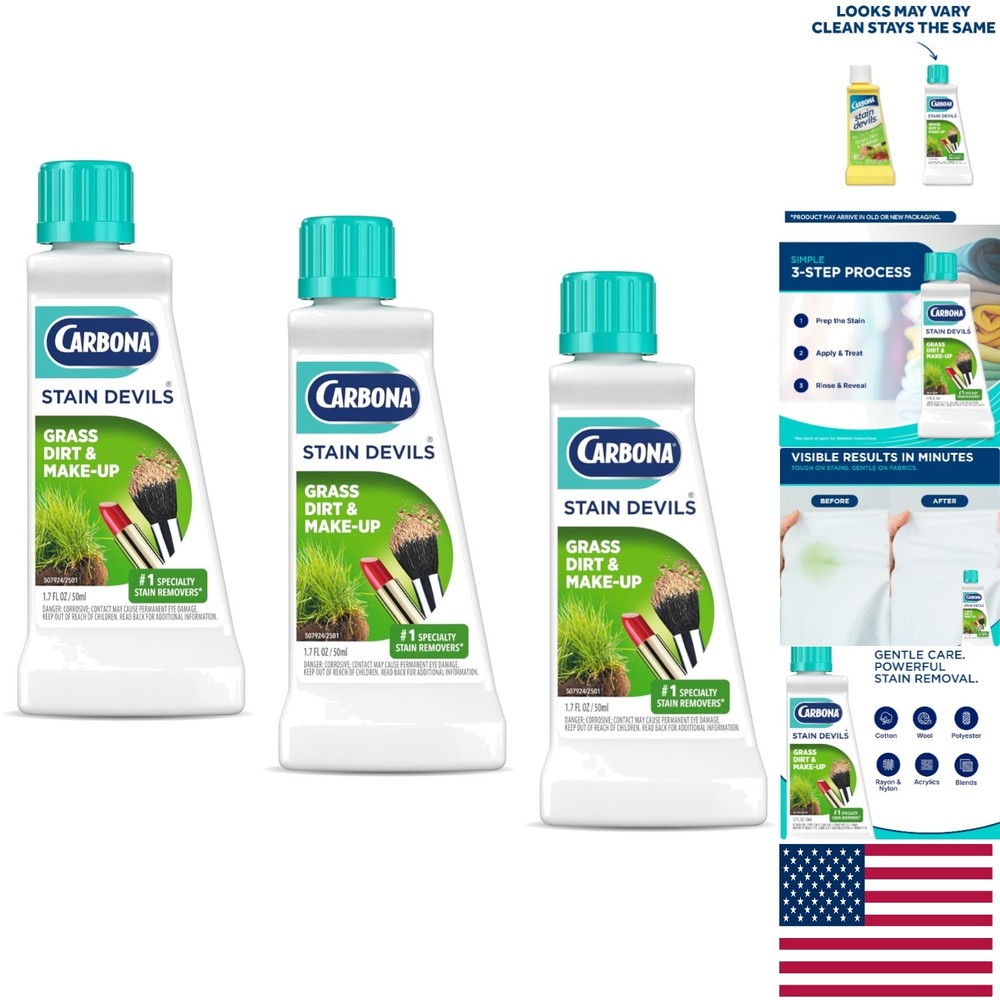 Stain Devils Stain Remover - Professional Fabric Cleaner, 1.7 Fl Oz, 3 Pack
