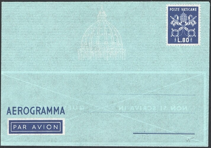 VATICAN, 1952. Aerogramme H&G 5, Mint