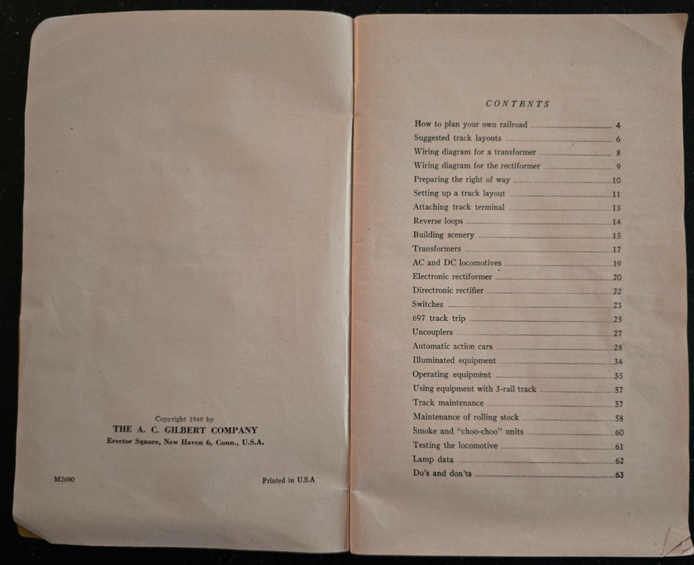 1949 Gilbert America Flyer Train Instruction Book