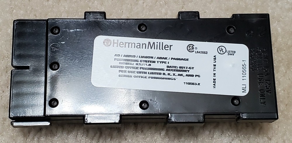 Herman Miller K1311.B Duplex Receptacles 8-Wire Series 3