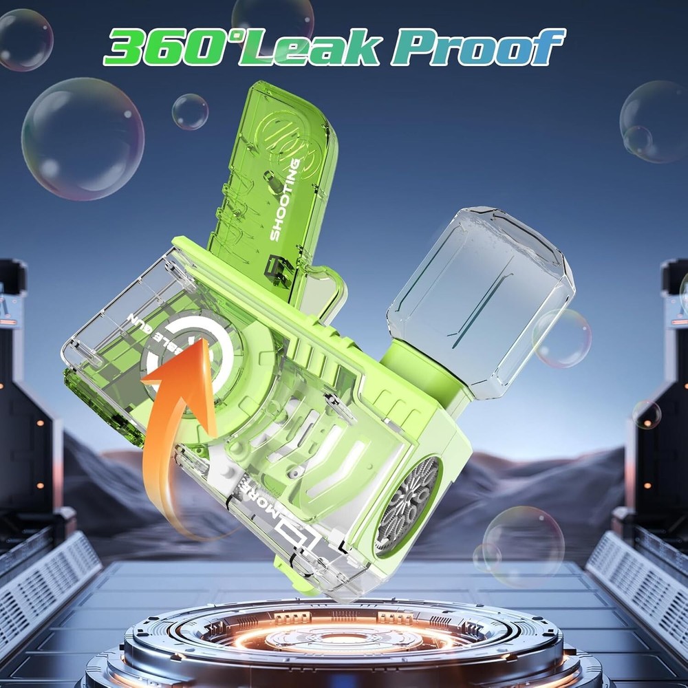 Bubble Machine Automatic Bubble Gun with LED Lights & Solution- Green