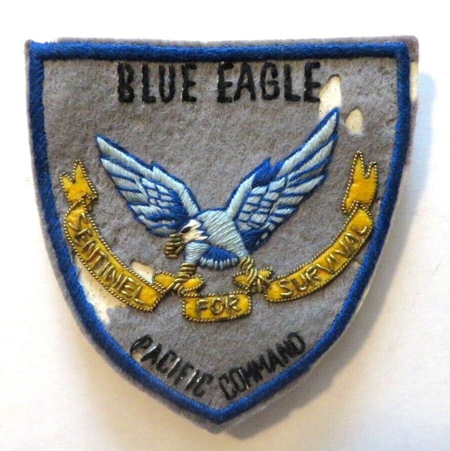 Vintage Vietnam War Blue Eagle Pacific Command Patch Felt Back Gold Thread