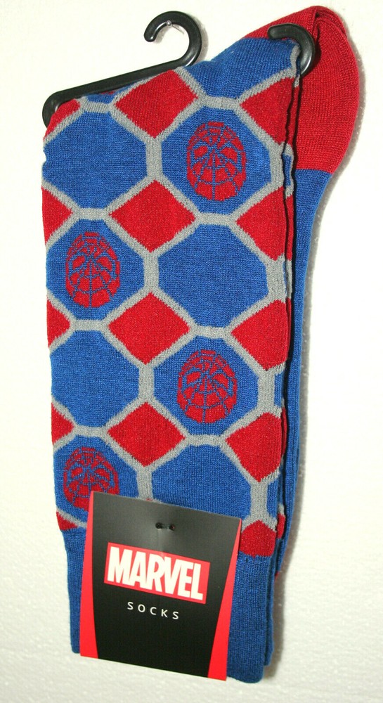 1 Pair Red & Blue Spider-Man New Quality Tags Socks Marvel Comics Fits 5-12 shoe
