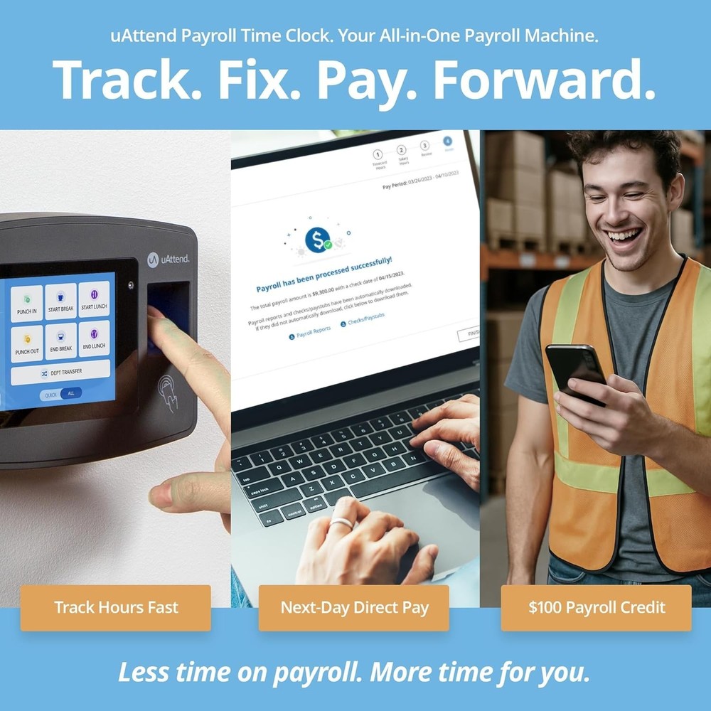 JP2000 Payroll Time Clock – Cloud Payroll Engine with Biometric & RFID, Time 219