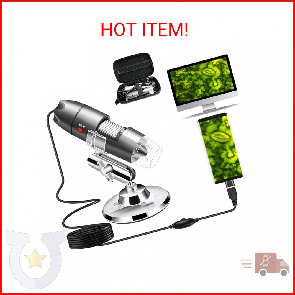 USB Microscope Camera with Stand & Carrying Case, Cainda Digital Microscope Comp