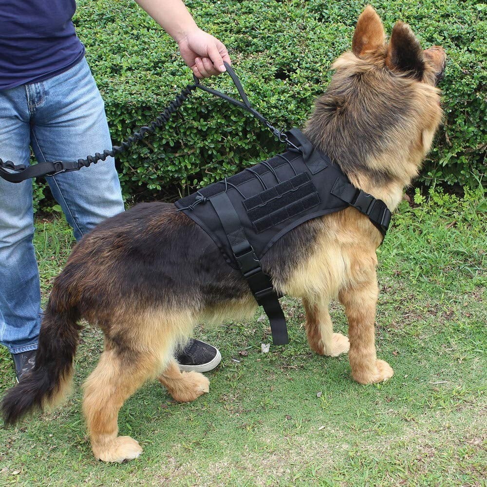 Tactical Military Style Dog Harness Vest with Leash and No Pull Handle