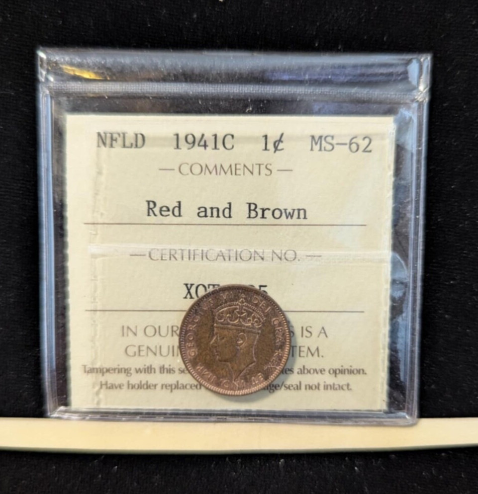1941c  ICCS Graded Newfoundland, Small One Cent, **MS-62** XOT 085