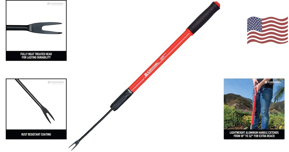 GT3040 Extendable Handle Weeder - Adjustable 18-32 Inch Red Garden Tool