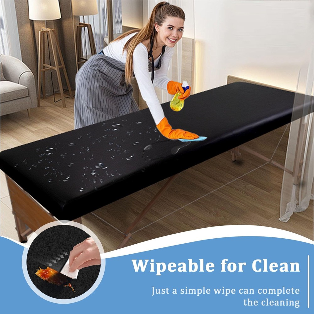 Leather Massage Table Cover Protector Wipeable Massage Table Cover Fitted Rep...