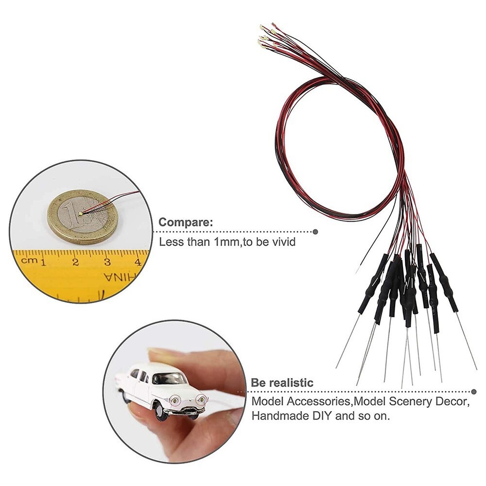 Small Scale Warm White LED Lights for Model Building & Railroad Layout (20pcs)