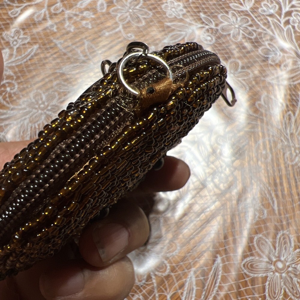 Vintage Brown Monkey Tiny Bead Change Purse