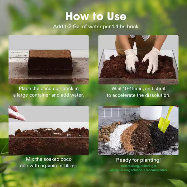 11 lbs. Organic Compressed Coco Coir Brick Coconut Fiber