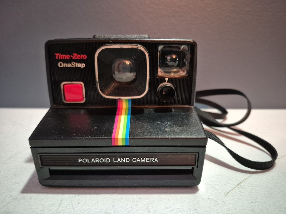 Polaroid Time-Zero One Step Rainbow Striped Polaroid Land Camera W/Case-READ*