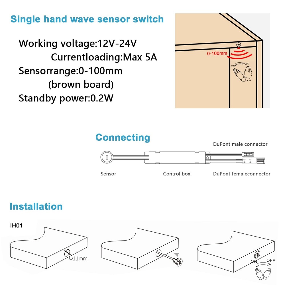 Motion Light Switch, IR Handwave Activated Dimmable Light Switch for Closet L...