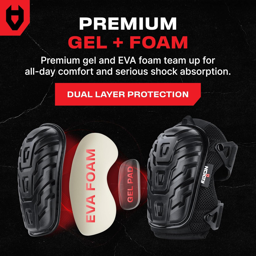 Heavy Duty Gel Knee Pads with Adjustable Straps for Construction Work