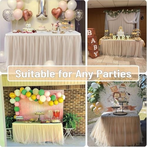 72inch Gold Tulle Table Skirts for Rectangle 72" x 30" (Rectangular) Champagne