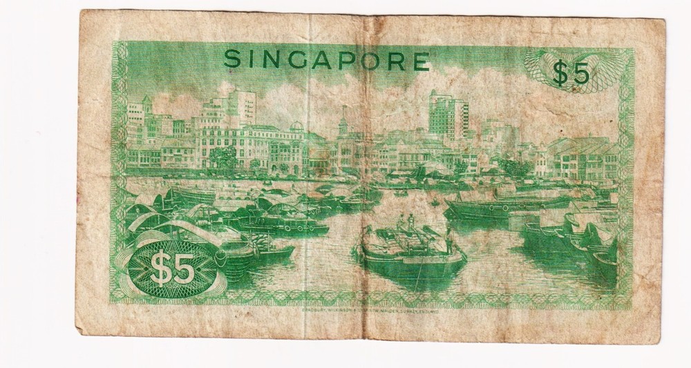 Singapore 5 Dollars 1967 P2a "without" red Seal & Three 1 Dollar Notes