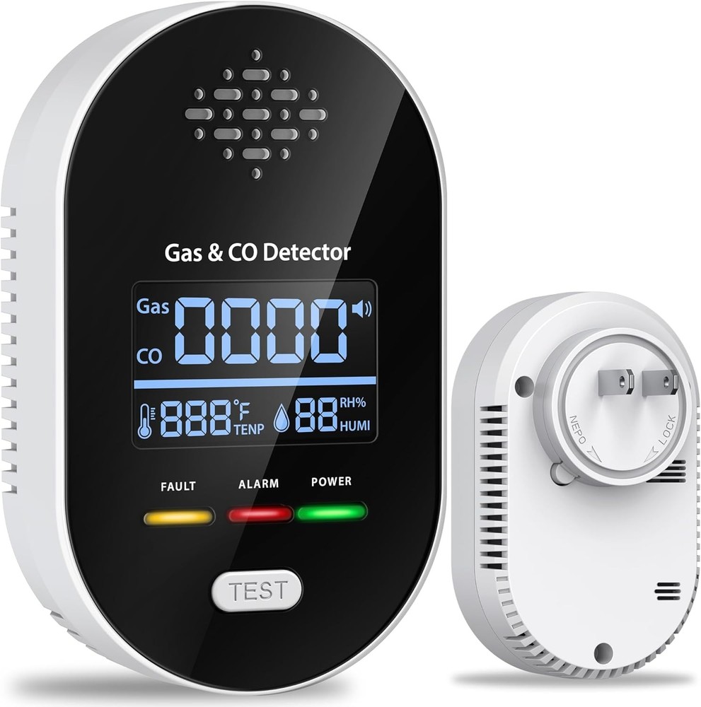 Carbon Monoxide Detector Warning Alarm Sensor Temperature Humidity Display Plug
