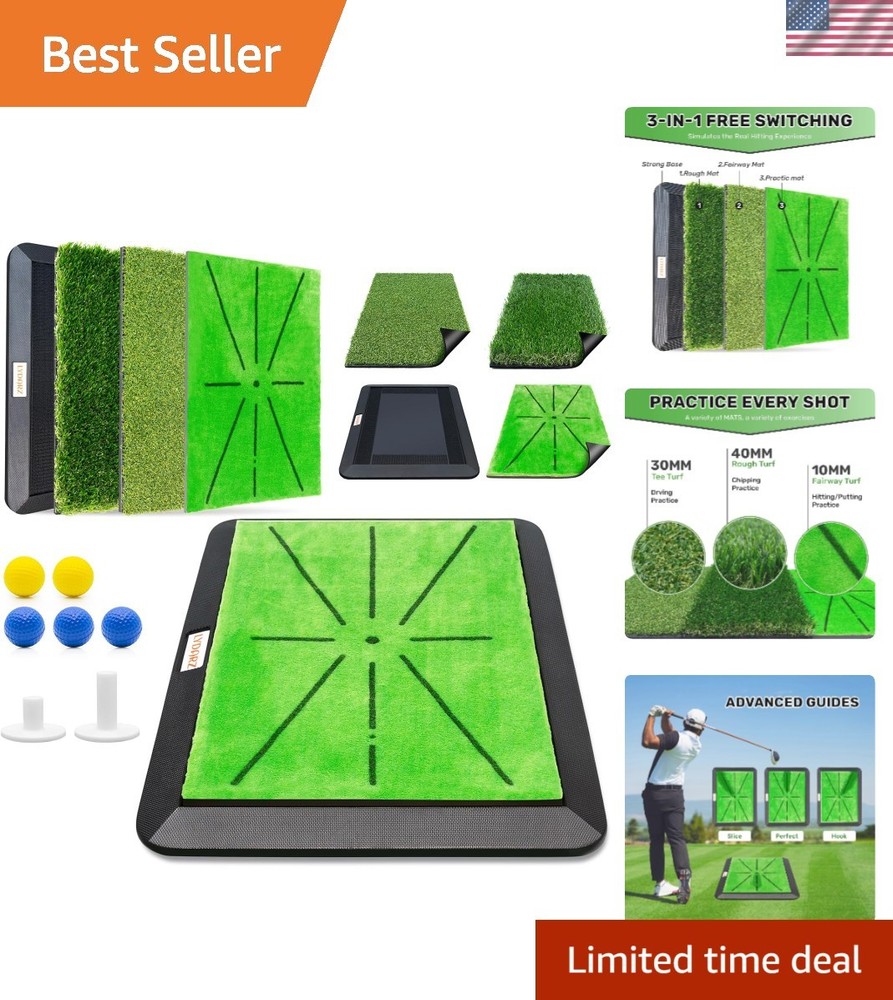 Portable Golf Hitting Mat with Instant Feedback - 3 Versatile Replacement Mats