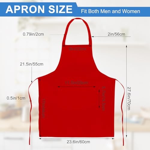 Jeffbaubl 12 Pack Bib Apron,Aprons Bulk,Unisex Plain Aprons with 2 Red