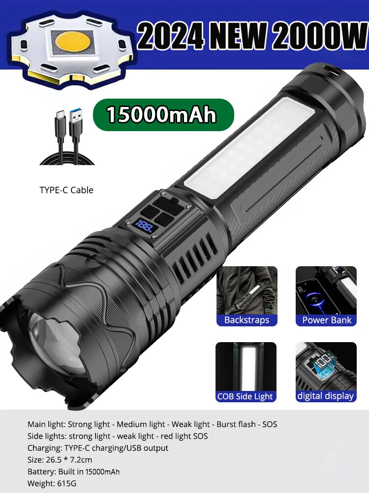 9000000LM High Power Rechargeable Led Flashlight Lighting Tactical Torch Lantern