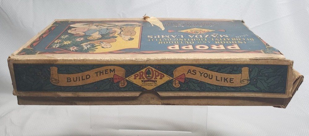 Antique Propp Mazda Lamps Christmas Light Set With Graphic Box, UNTESTED!