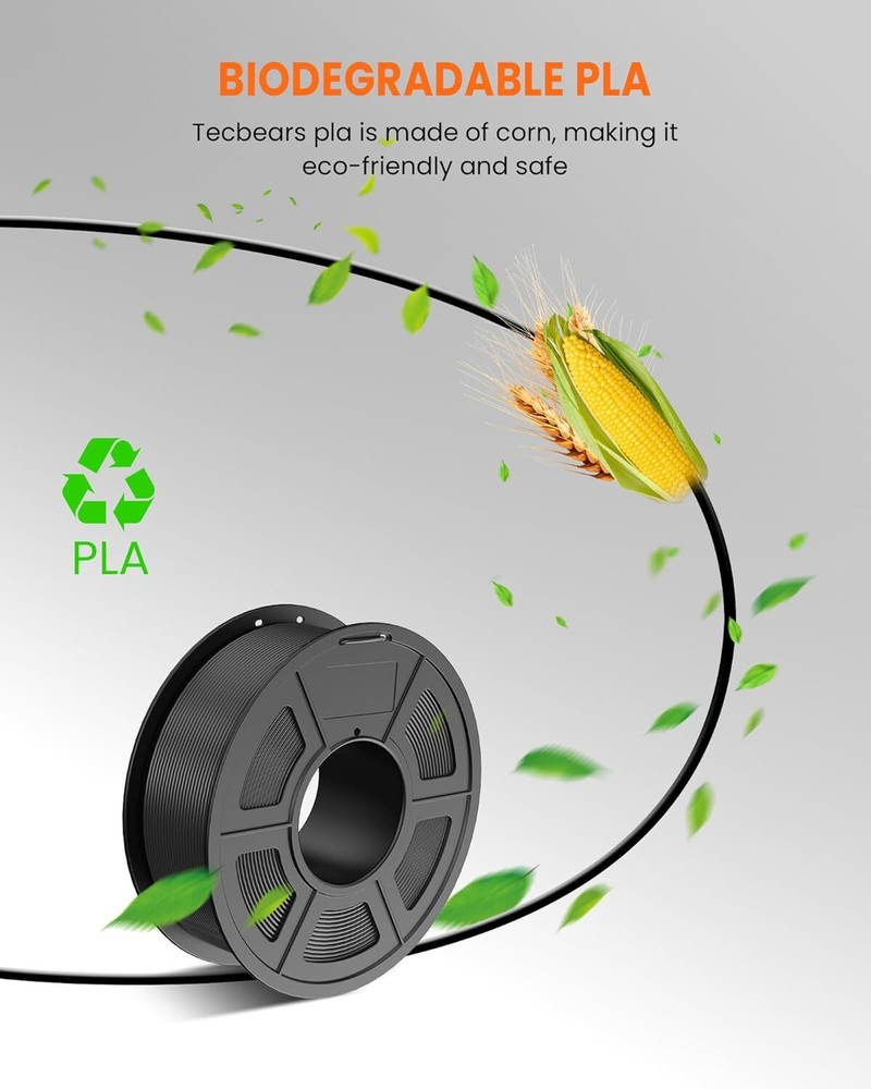 TECBEARS 5KG PLA 3D Printer Filament Bundle 1.75mm ±0.02 No Clogging Beginner