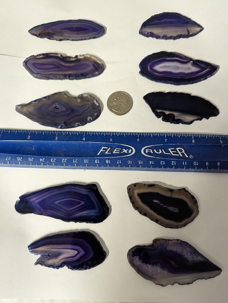 10 large thin agate slices per lot purple