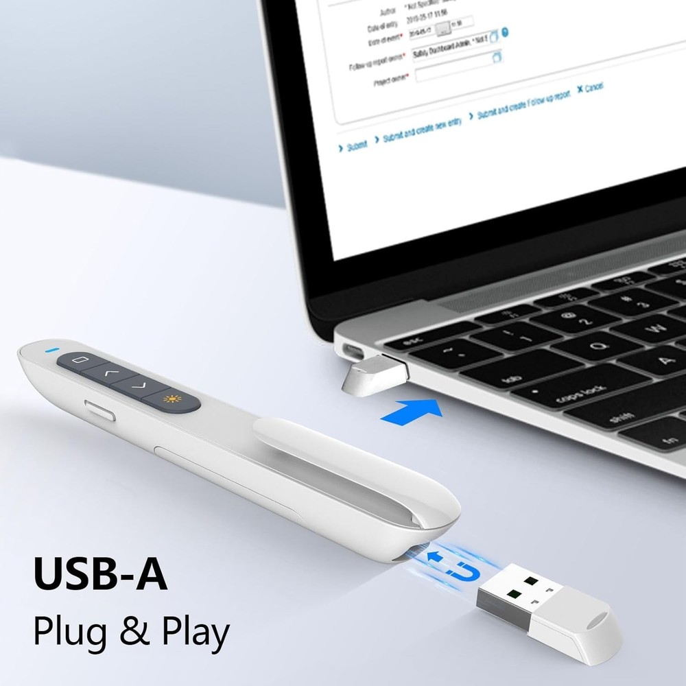 N27 White Presentation Clicker - Customizable Remote for PowerPoint Excellence