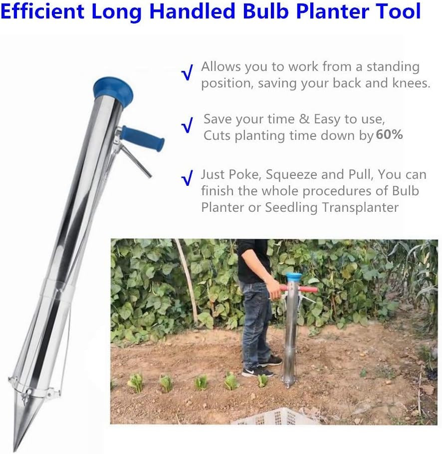 Long Handled Bulb Planter Tools and Vegetable Seedling Tool Manual Plant Transpl