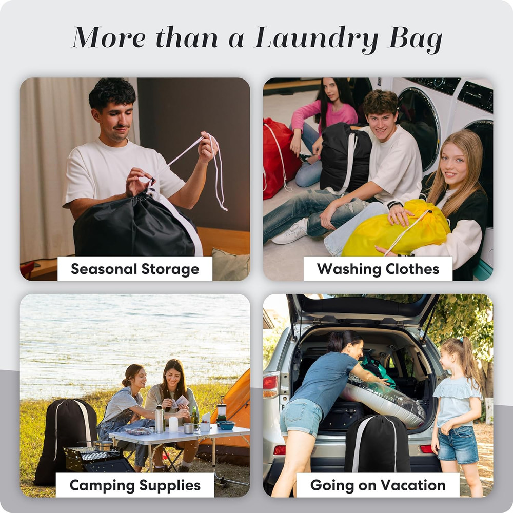 Handy Laundry Bag Shoulder Strap Extra Large - Drawstring Locking Closure, Durab