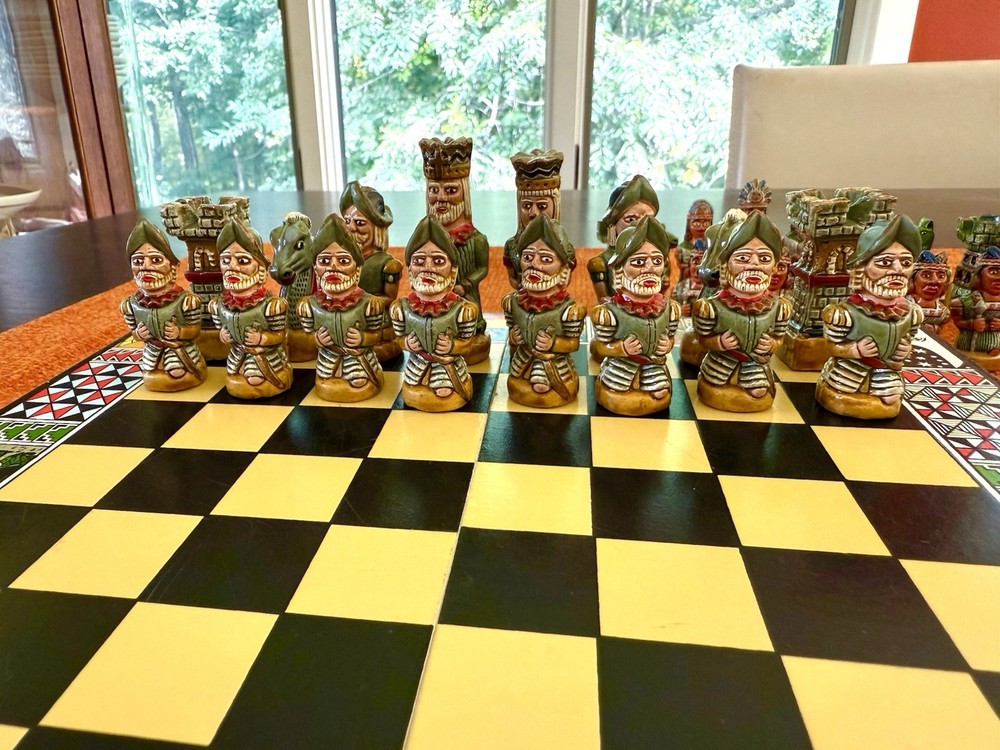 Chest Set Inca Warriors & Spaniards Hand-painted Ceramic
