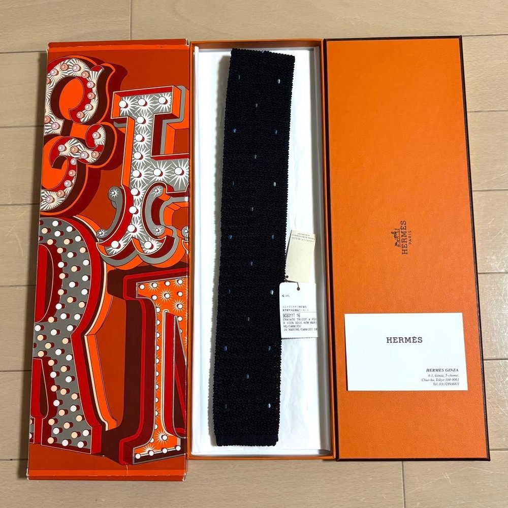 Hermes Navy Tie Unused Classic Accessory