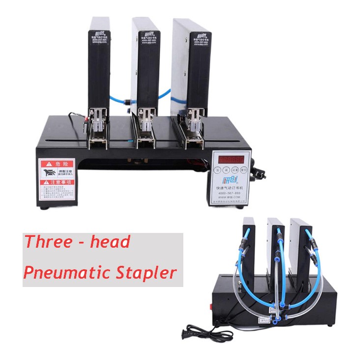 Three-head Pneumatic Stapler Pneumatic Binding Machine Automatic Binder 110V
