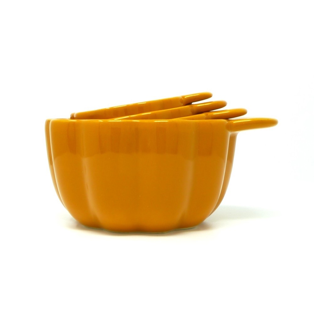 Haven & Key Pumpkin Ceramic Stackable Measuring Cups Autumn Fall Baking Set of 4