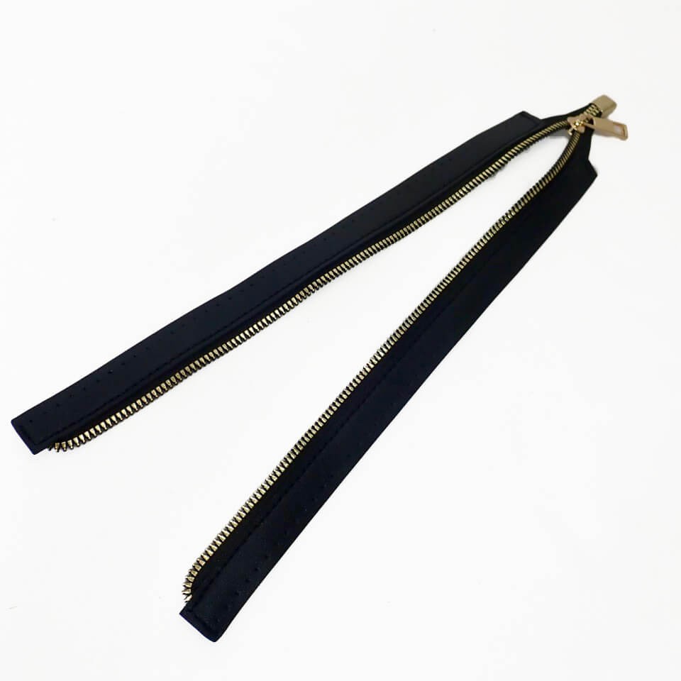 Leather Zipper Extra Large (30cm x 4.5cm) Black