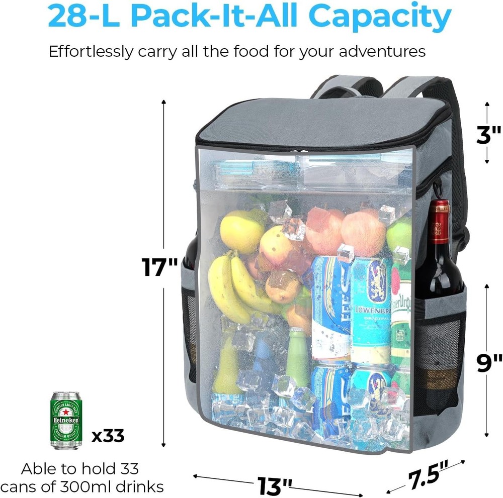 Backpack Cooler Leakproof 30 Cans, Double Deck Insulated Cooler Backpack for ...