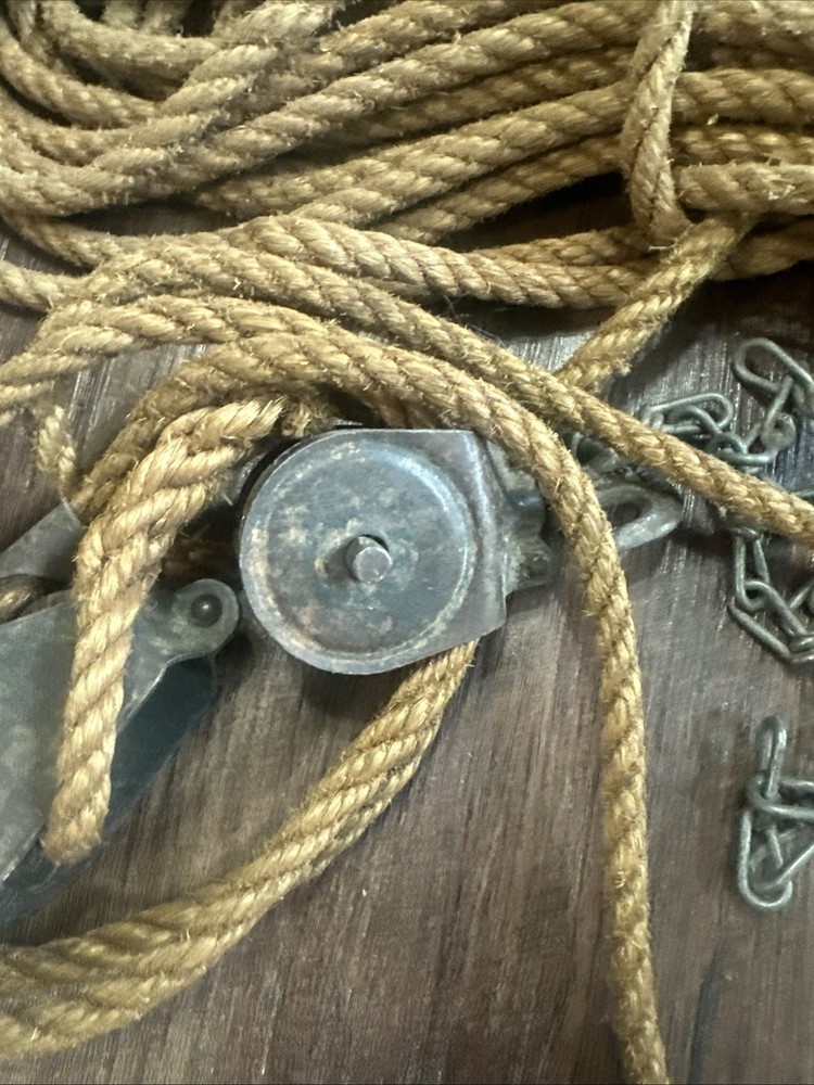 Vintage Durbin Durco Double Pulley System With Rope
