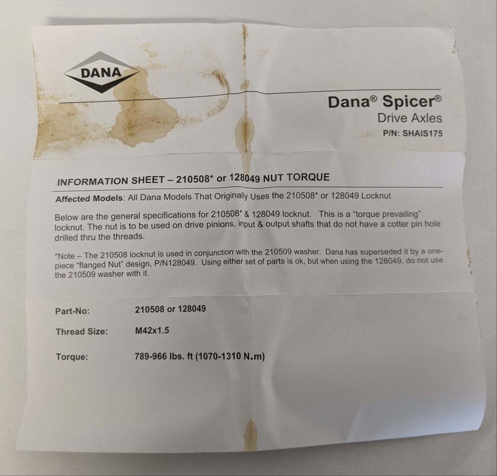 Spicer Input Shaft & Bushing Kit - P/N 504181