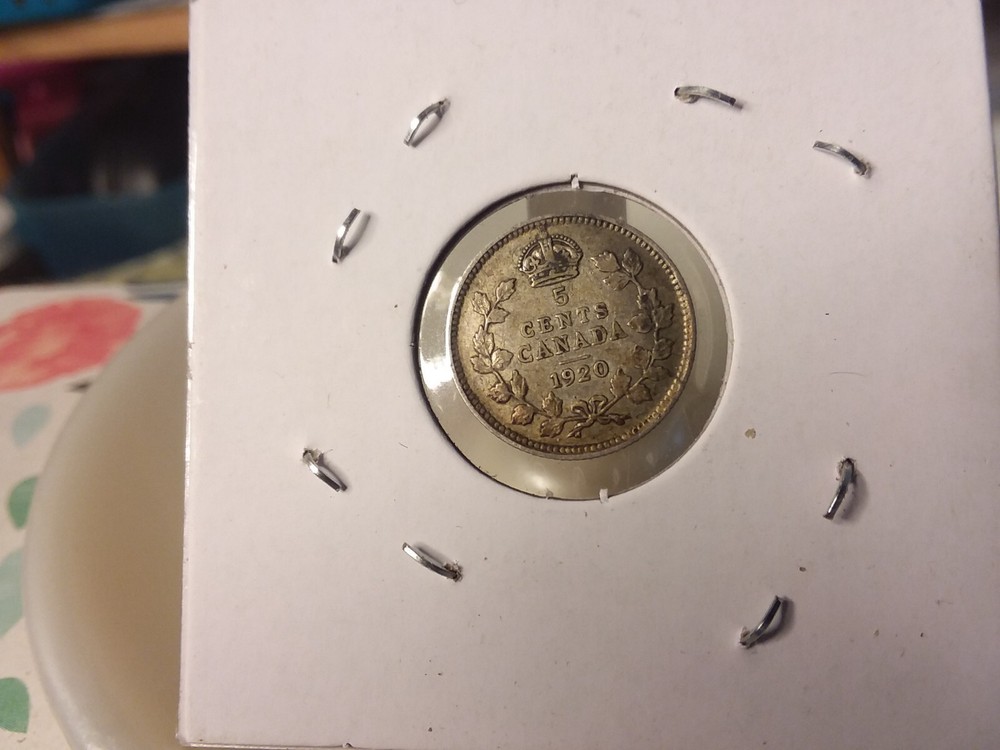 Canada - 1920 Sterling Silver Five Cent Coin - George V - 012824