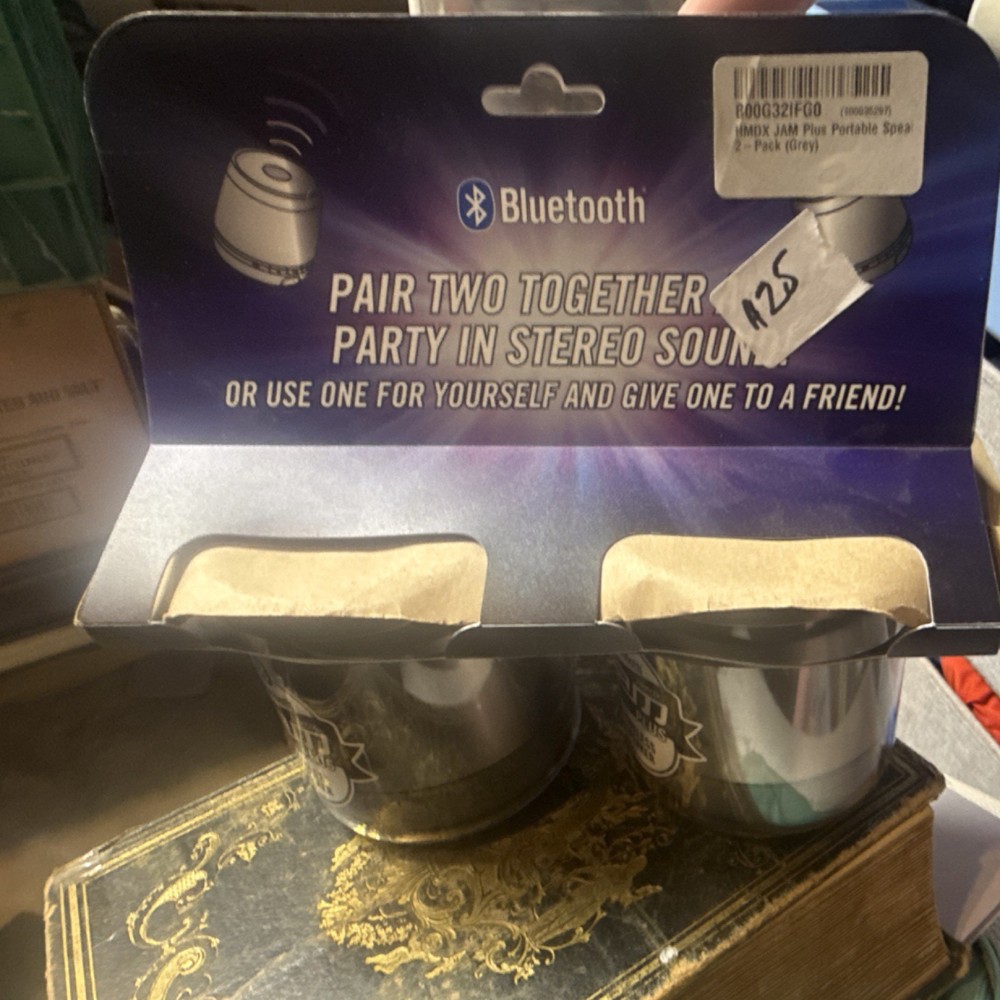 HMDX Jam Plus Bluetooth Stereo Portable Speaker 2-Pack Grey Rechargeable