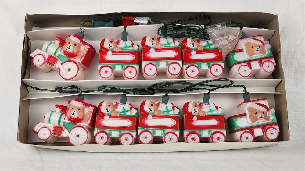 Greentree 10 Deluxe Teddy Bear Train Christmas Lites Tree String Light Set