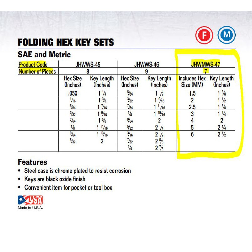 Williams MWS-47 Hex Key Set, 7-Piece