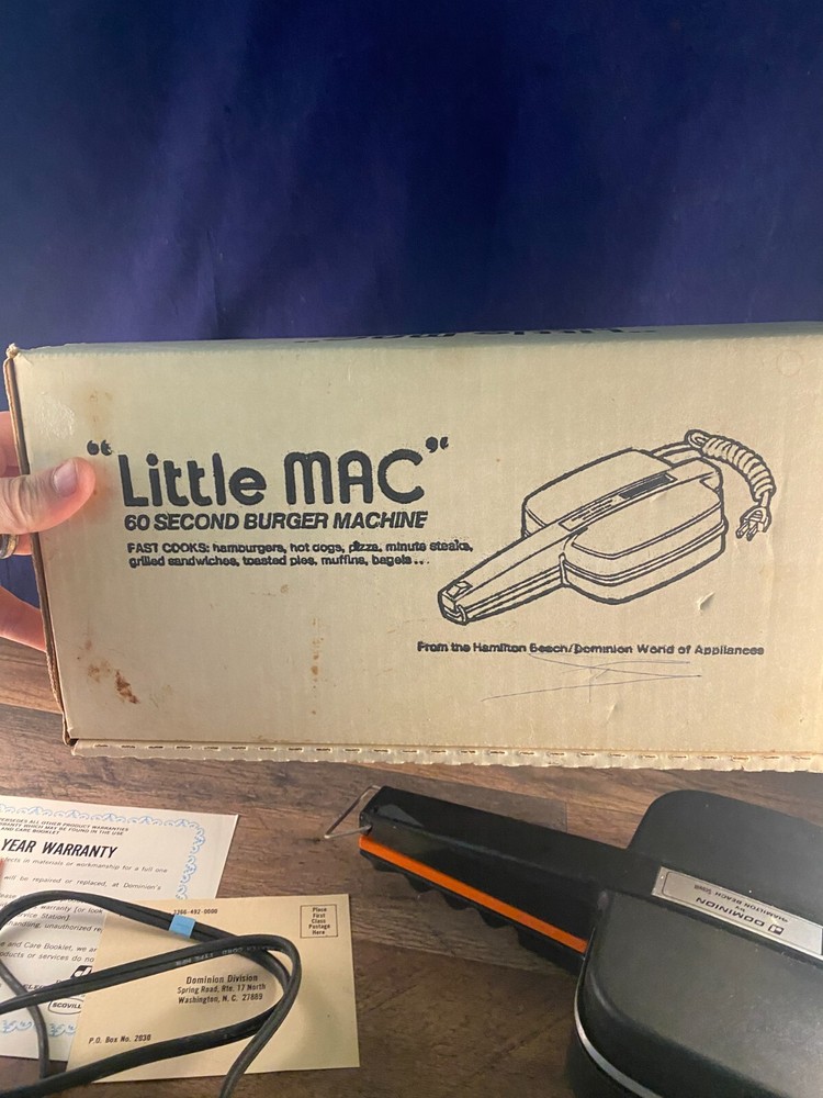 Vintage HAMILTON BEACH "Little MAC" 60 Second Burger Machine