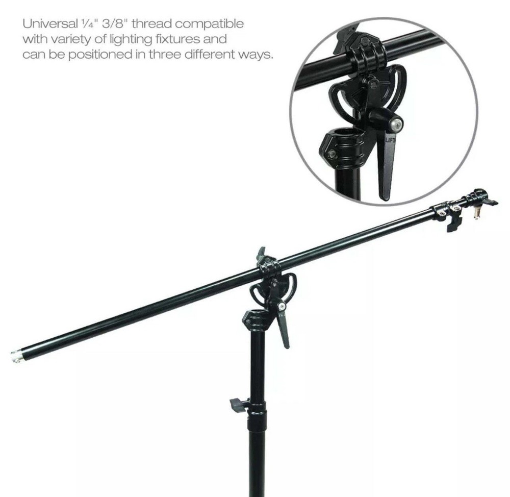 5ft Photo Studio Boom Arm Light Stand, Adjustable, Rotatable, Tripod Base