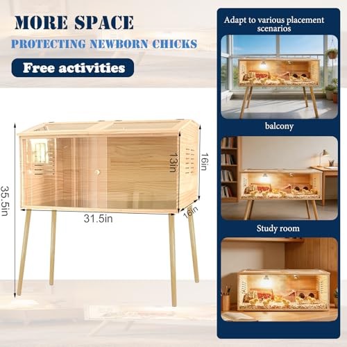 Brooder Box for Chicks,with Sliding Door,Table Legs,2 Types 31.5"×15.7"×15.7"